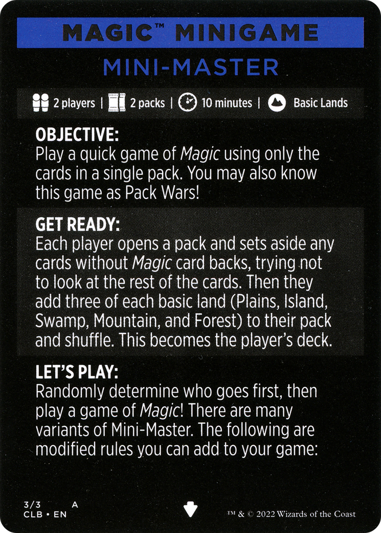 Mini-Master (Magic Minigame) [Commander Legends: Battle for Baldur's Gate Minigame] | L.A. Mood Comics and Games