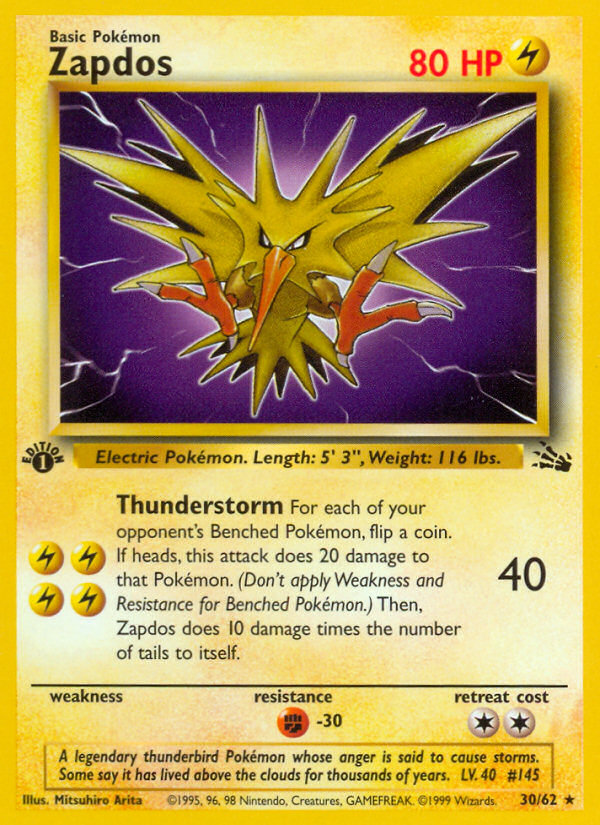 Zapdos (30/62) [Fossil 1st Edition] | L.A. Mood Comics and Games