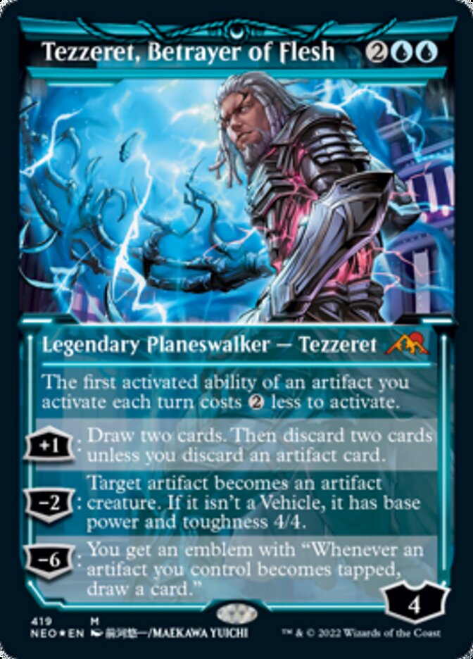 Tezzeret, Betrayer of Flesh (Showcase) (Foil Etched) [Kamigawa: Neon Dynasty] | L.A. Mood Comics and Games