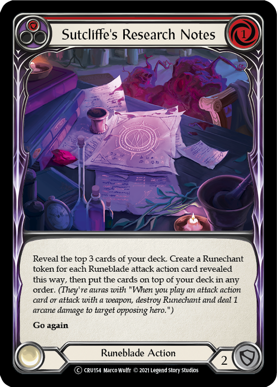 Sutcliffe's Research Notes (Red) [U-CRU154] (Crucible of War Unlimited)  Unlimited Rainbow Foil | L.A. Mood Comics and Games