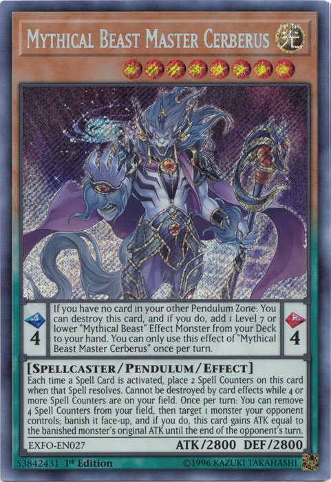 Mythical Beast Master Cerberus [EXFO-EN027] Secret Rare | L.A. Mood Comics and Games