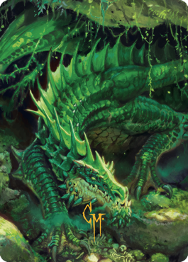 Lurking Green Dragon Art Card (Gold-Stamped Signature) [Commander Legends: Battle for Baldur's Gate Art Series] | L.A. Mood Comics and Games