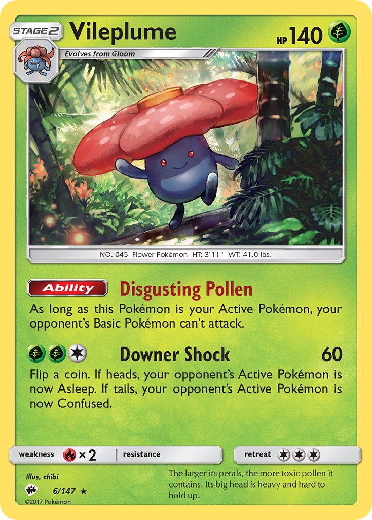 Vileplume (6/147) (Prerelease Kit Exclusive) (Theme Deck Exclusive) [Sun & Moon: Burning Shadows] | L.A. Mood Comics and Games