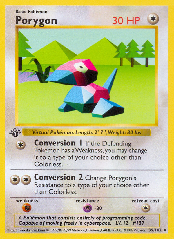 Porygon (39/102) (Shadowless) [Base Set 1st Edition] | L.A. Mood Comics and Games
