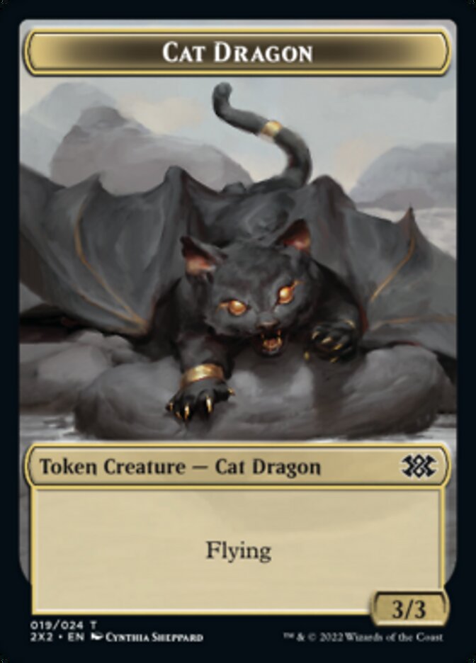 Cat Dragon // Soldier Double-Sided Token [Double Masters 2022 Tokens] | L.A. Mood Comics and Games