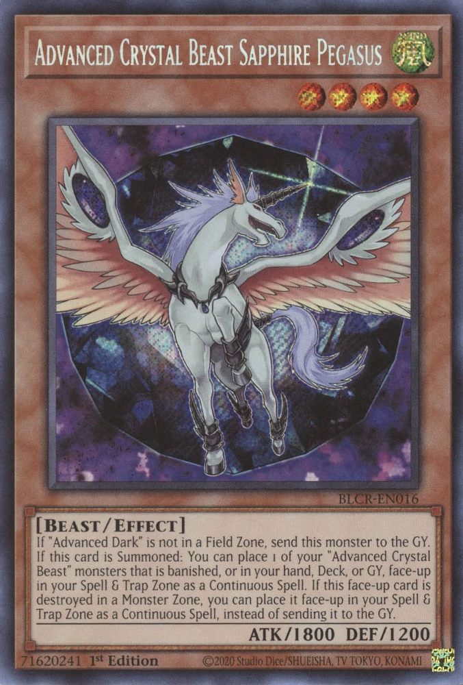 Advanced Crystal Beast Sapphire Pegasus [BLCR-EN016] Secret Rare | L.A. Mood Comics and Games