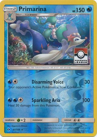Primarina (41/149) (League Promo) [Sun & Moon: Base Set] | L.A. Mood Comics and Games