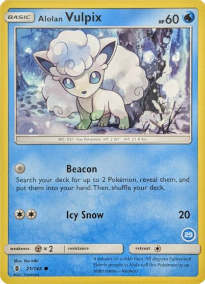 Alolan Vulpix (21/145) (Deck Exclusive #29) [Sun & Moon: Trainer Kit - Alolan Ninetales] | L.A. Mood Comics and Games