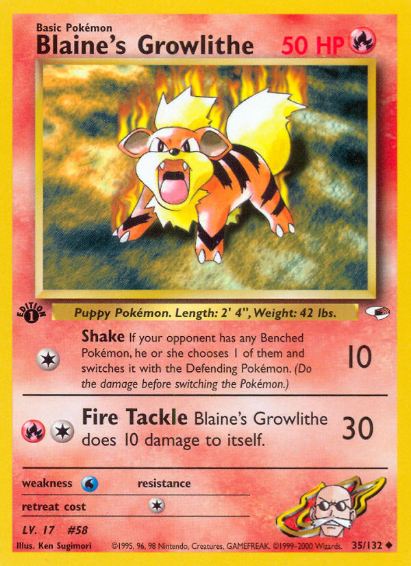 Blaine's Growlithe (35/132) [Gym Heroes 1st Edition] | L.A. Mood Comics and Games