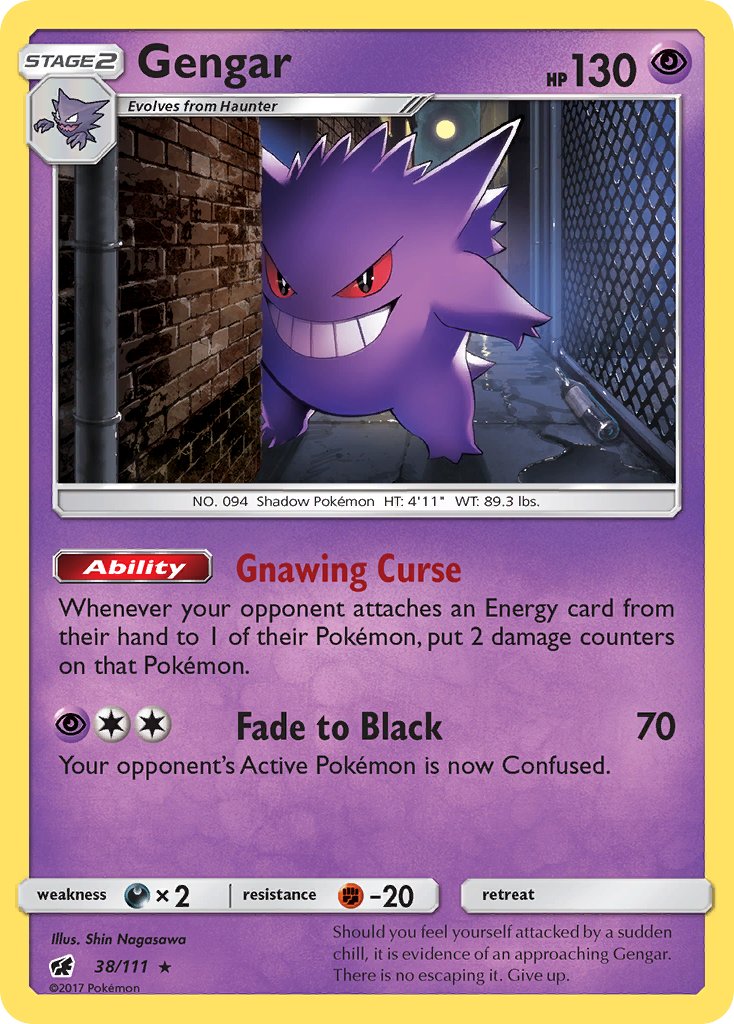 Gengar (38/111) (Prerelease Kit Exclusive) (Theme Deck Exclusive) [Sun & Moon: Crimson Invasion] | L.A. Mood Comics and Games