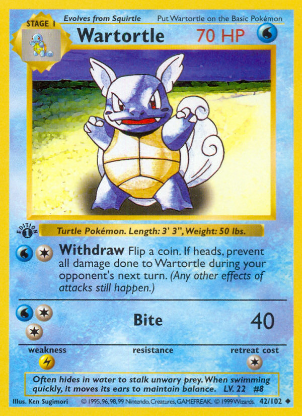 Wartortle (42/102) (Shadowless) [Base Set 1st Edition] | L.A. Mood Comics and Games