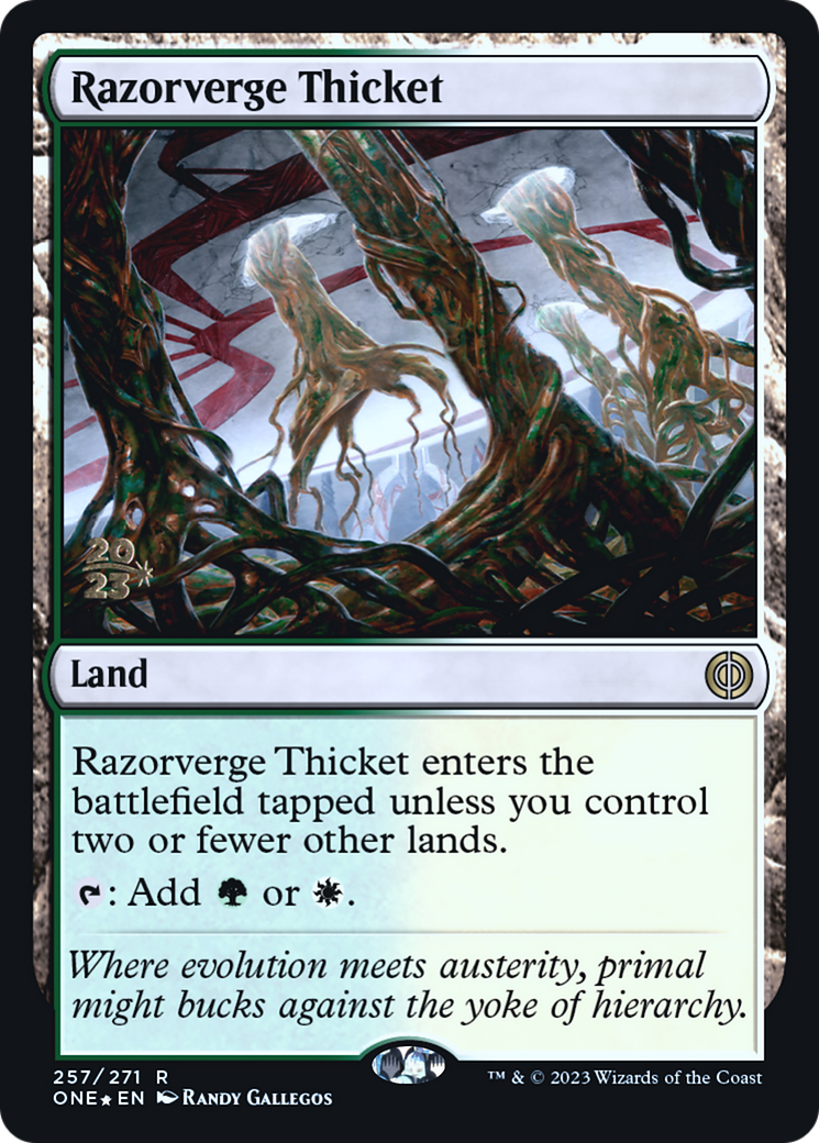 Razorverge Thicket [Phyrexia: All Will Be One Prerelease Promos] | L.A. Mood Comics and Games