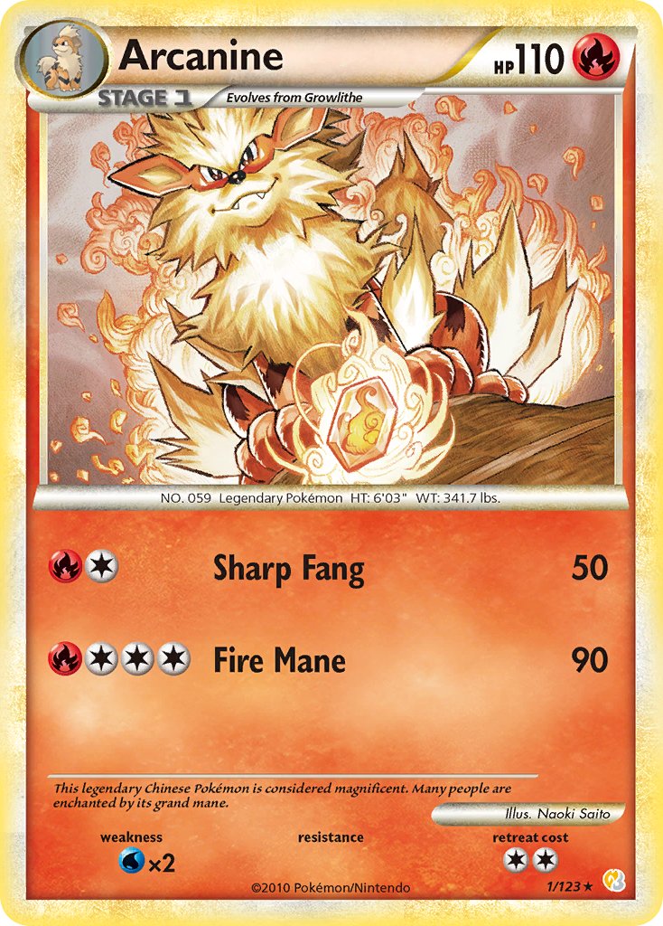 Arcanine (1/123) (Theme Deck Exclusive) [HeartGold & SoulSilver: Base Set] | L.A. Mood Comics and Games