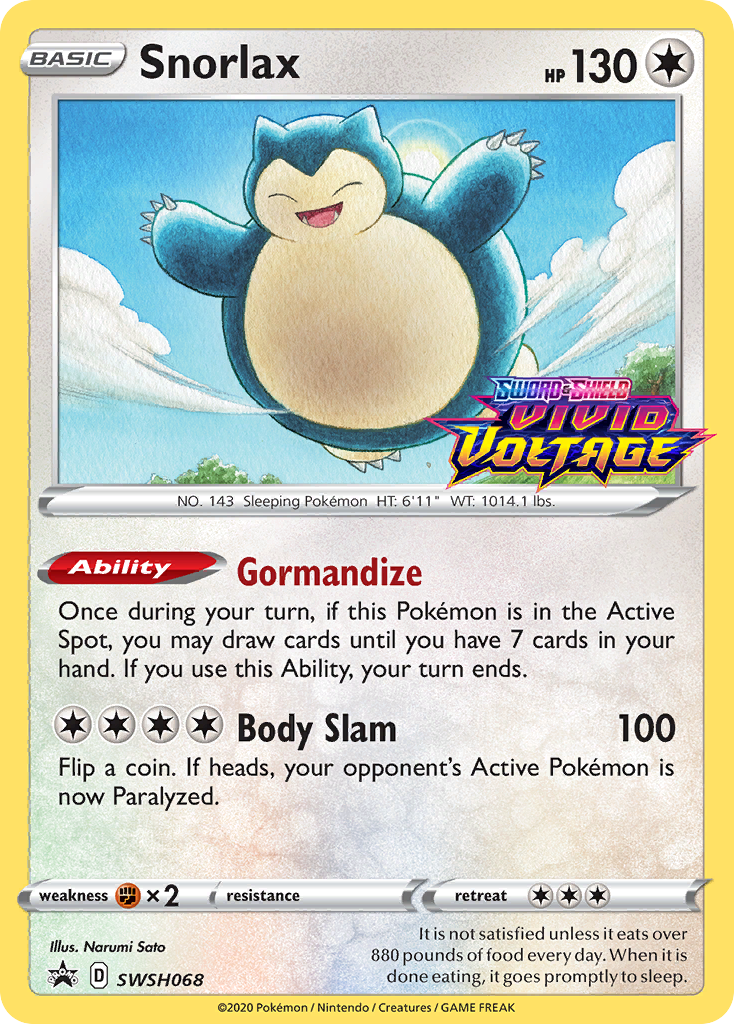 Snorlax (SWSH068) (Prerelease Promo) [Sword & Shield: Black Star Promos] | L.A. Mood Comics and Games