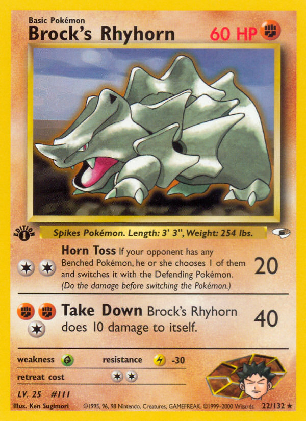 Brock's Rhyhorn (22/132) [Gym Heroes 1st Edition] | L.A. Mood Comics and Games