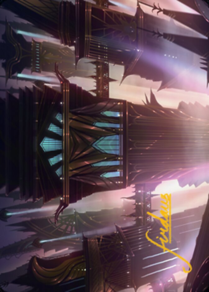 Skybridge Towers Art Card (Gold-Stamped Signature) [Streets of New Capenna Art Series] | L.A. Mood Comics and Games