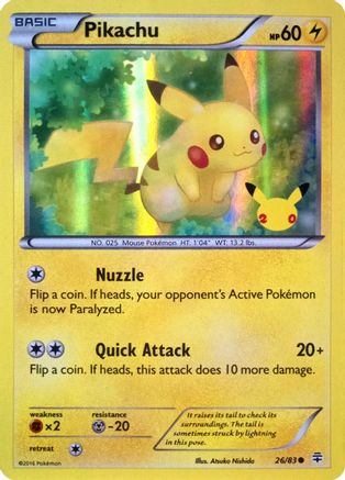 Pikachu (26/83) (20th Anniversary) [XY: Generations] | L.A. Mood Comics and Games