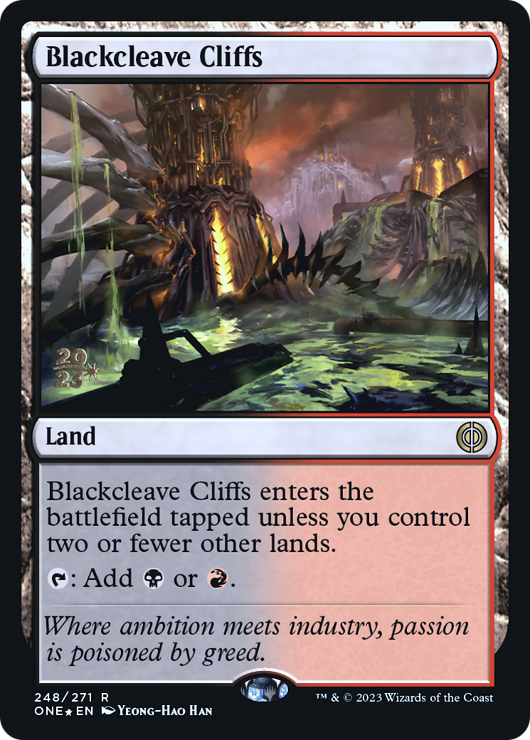 Blackcleave Cliffs [Phyrexia: All Will Be One Prerelease Promos] | L.A. Mood Comics and Games