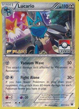 Lucario (63/124) (League Promo 1st Place) [XY: Fates Collide] | L.A. Mood Comics and Games