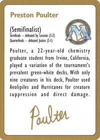 1996 Preston Poulter Biography Card [World Championship Decks] | L.A. Mood Comics and Games