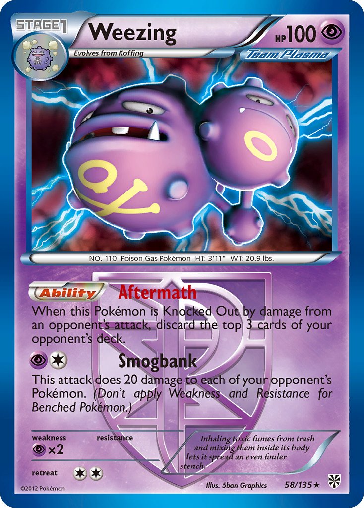 Weezing (58/135) (Theme Deck Exclusive) [Black & White: Plasma Storm] | L.A. Mood Comics and Games