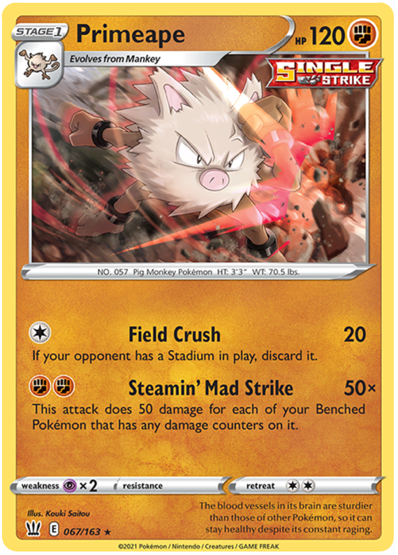 Primeape (067/163) [Sword & Shield: Battle Styles] | L.A. Mood Comics and Games