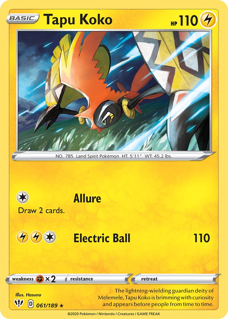 Tapu Koko (061/189) [Sword & Shield: Darkness Ablaze] | L.A. Mood Comics and Games