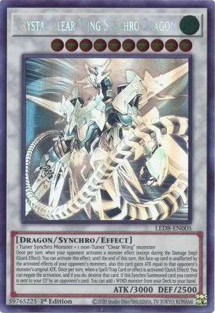 Crystal Clear Wing Synchro Dragon [LED8-EN005] Ghost Rare | L.A. Mood Comics and Games