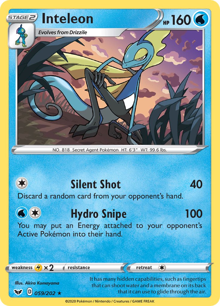 Inteleon (059/202) (Cracked Ice Holo) (Theme Deck Exclusive) [Sword & Shield: Base Set] | L.A. Mood Comics and Games