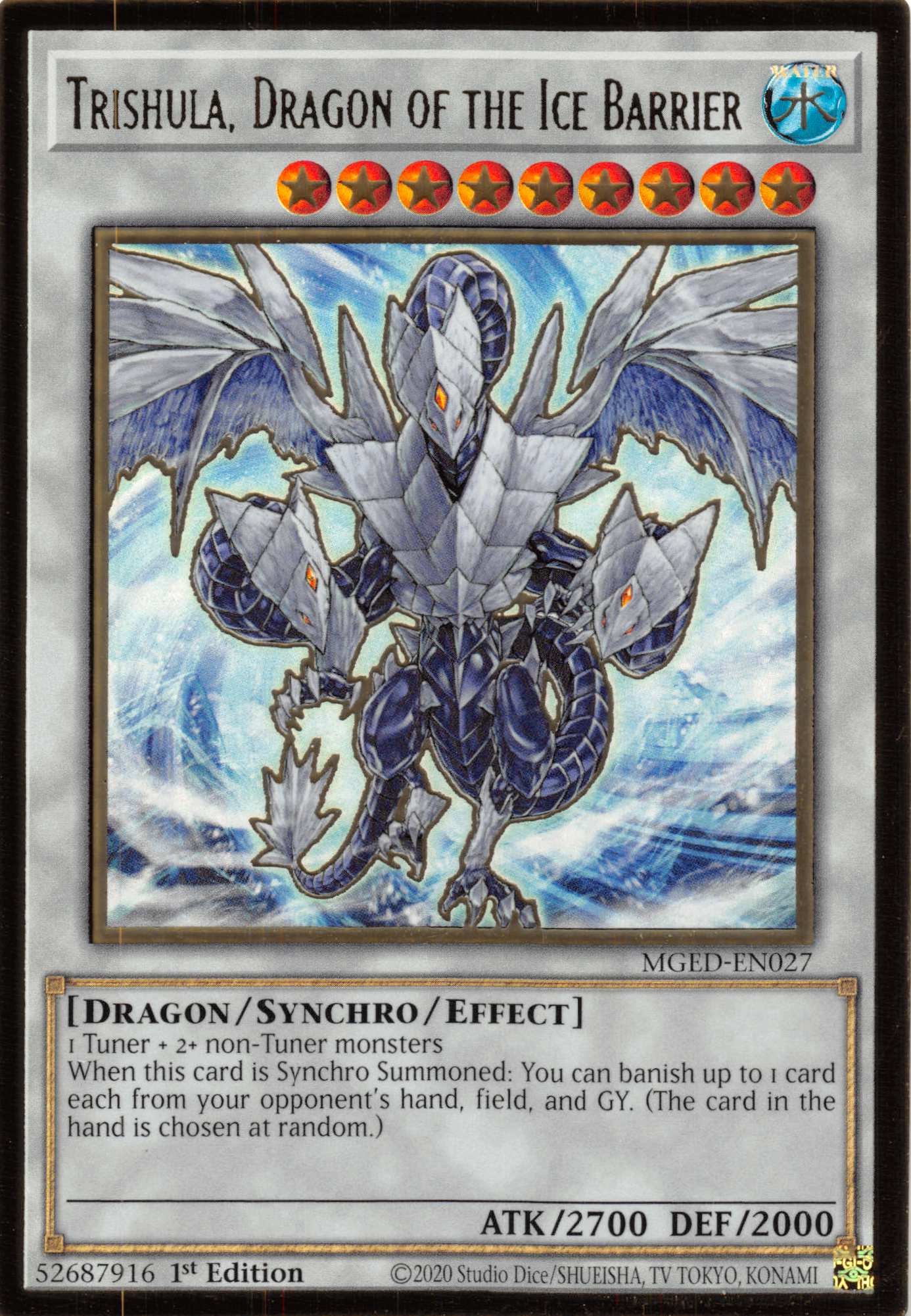 Trishula, Dragon of the Ice Barrier [MGED-EN027] Gold Rare | L.A. Mood Comics and Games
