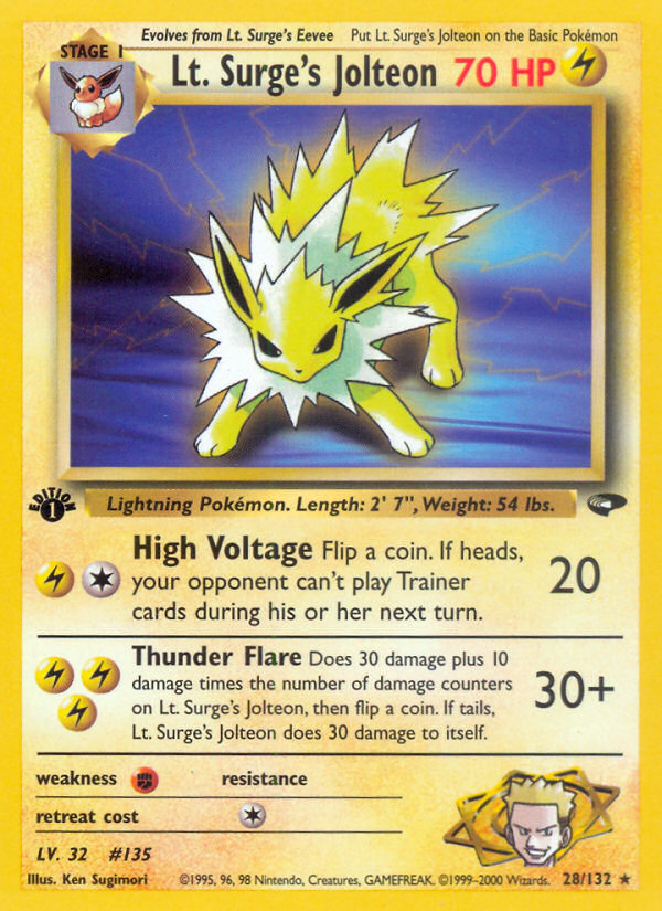 Lt. Surge's Jolteon (28/132) [Gym Challenge 1st Edition] | L.A. Mood Comics and Games