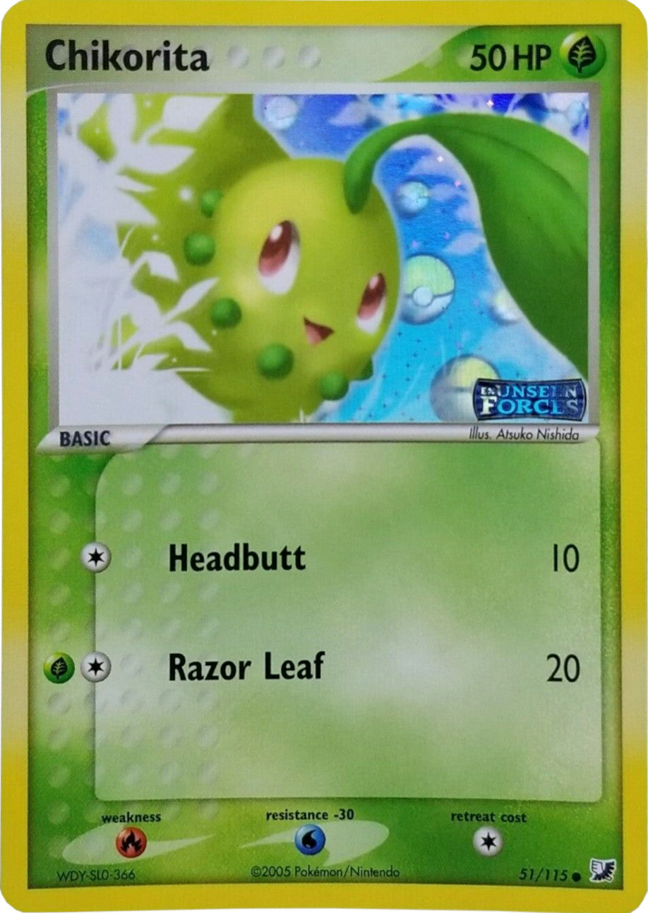 Chikorita (51/115) (Stamped) [EX: Unseen Forces] | L.A. Mood Comics and Games