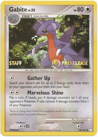 Gabite (48/123) (Staff Prerelease Promo) [Diamond & Pearl: Black Star Promos] | L.A. Mood Comics and Games