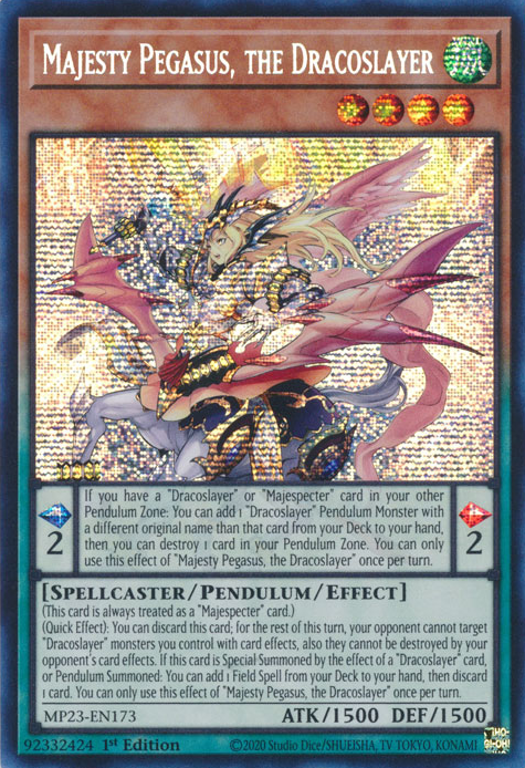 Majesty Pegasus, the Dracoslayer [MP23-EN173] Prismatic Secret Rare | L.A. Mood Comics and Games