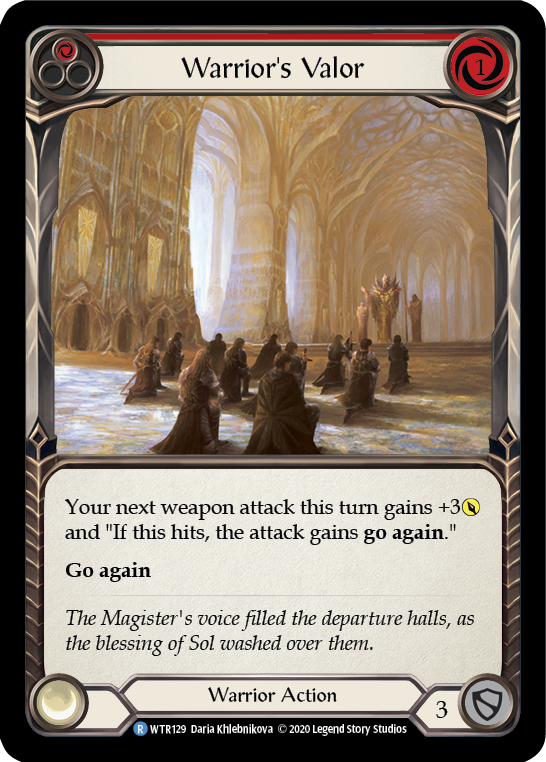 Warrior's Valor (Red) [U-WTR129] (Welcome to Rathe Unlimited)  Unlimited Rainbow Foil | L.A. Mood Comics and Games