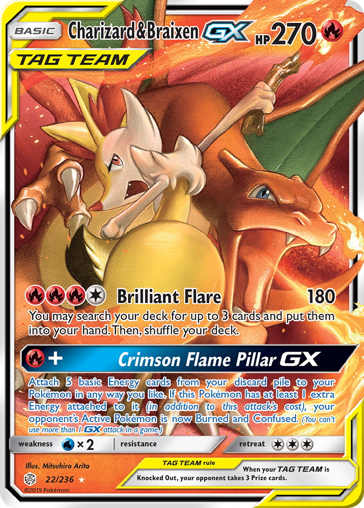 Charizard & Braixen GX (22/236) [Sun & Moon: Cosmic Eclipse] | L.A. Mood Comics and Games