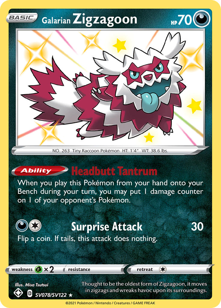 Galarian Zigzagoon (SV078/SV122) [Sword & Shield: Shining Fates] | L.A. Mood Comics and Games