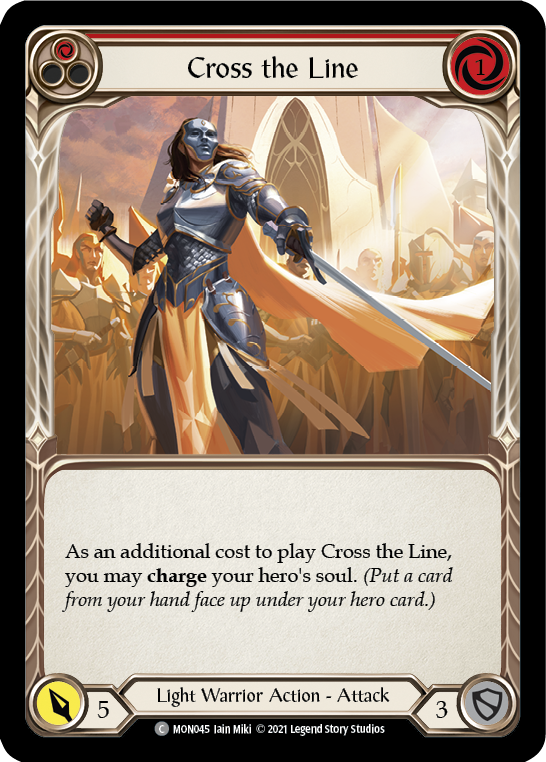 Cross the Line (Red) [MON045-RF] (Monarch)  1st Edition Rainbow Foil | L.A. Mood Comics and Games