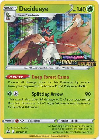 Decidueye (SWSH035) (Staff Prerelease Promo) [Sword & Shield: Black Star Promos] | L.A. Mood Comics and Games