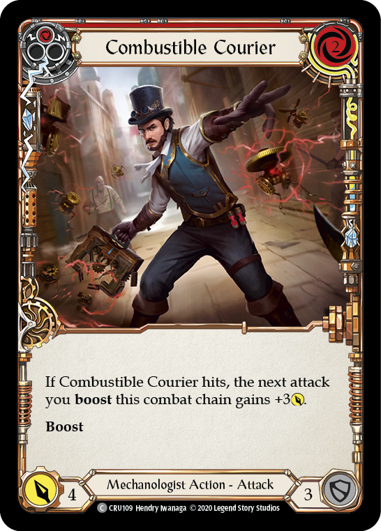 Combustible Courier (Red) [CRU109] (Crucible of War)  1st Edition Rainbow Foil | L.A. Mood Comics and Games