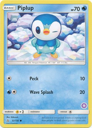 Piplup (32/156) (Deck Exclusive #11) [Sun & Moon: Trainer Kit - Alolan Sandslash] | L.A. Mood Comics and Games