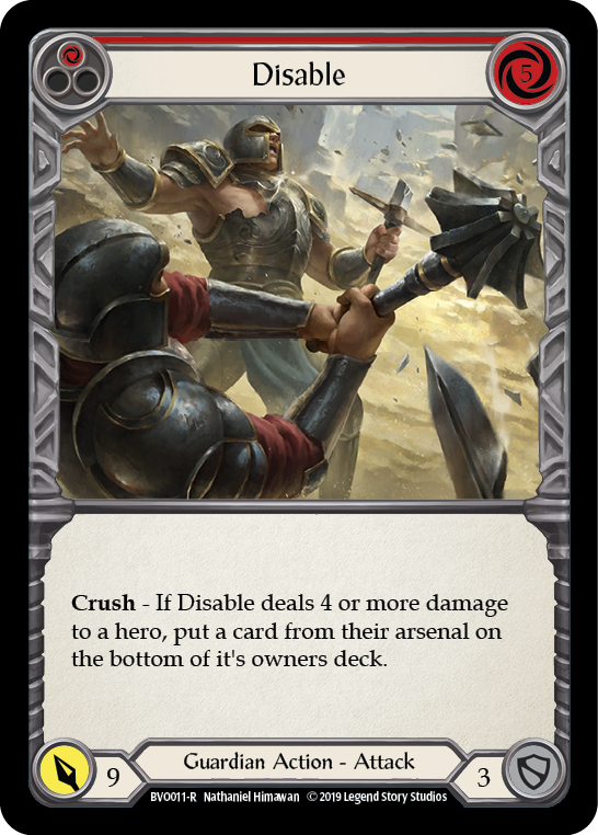 Disable (Red) [BVO011-R] (Bravo Hero Deck)  1st Edition Normal | L.A. Mood Comics and Games