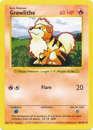 Growlithe (28/102) [Base Set Shadowless Unlimited] | L.A. Mood Comics and Games