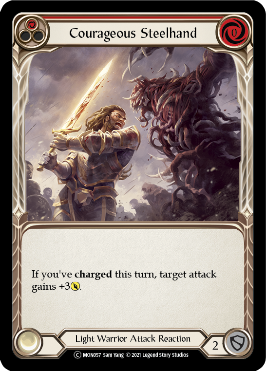 Courageous Steelhand (Red) [U-MON057-RF] (Monarch Unlimited)  Unlimited Rainbow Foil | L.A. Mood Comics and Games