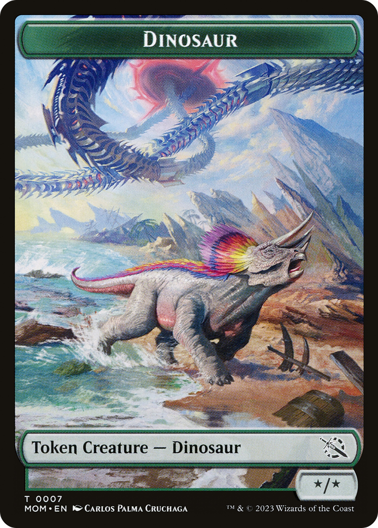 Elemental (09) // Dinosaur Double-Sided Token [March of the Machine Tokens] | L.A. Mood Comics and Games