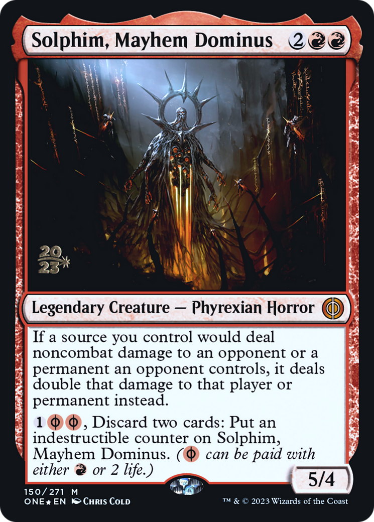 Solphim, Mayhem Dominus [Phyrexia: All Will Be One Prerelease Promos] | L.A. Mood Comics and Games