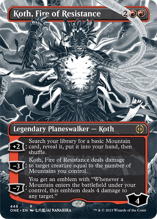 Koth, Fire of Resistance (Borderless Manga Step-and-Compleat Foil) [Phyrexia: All Will Be One] | L.A. Mood Comics and Games