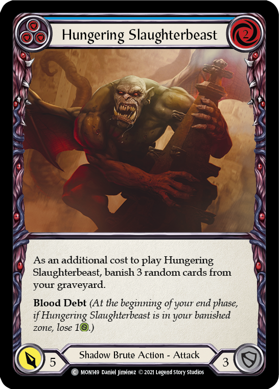 Hungering Slaughterbeast (Blue) [MON149-RF] (Monarch)  1st Edition Rainbow Foil | L.A. Mood Comics and Games