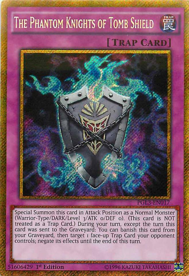 The Phantom Knights of Tomb Shield [PGL3-EN017] Gold Secret Rare | L.A. Mood Comics and Games