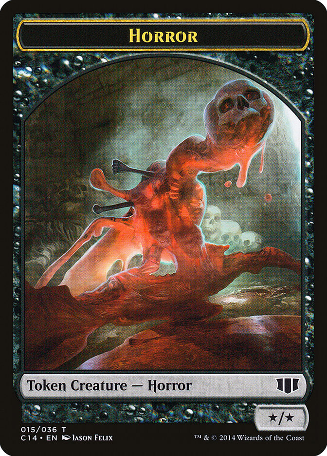 Horror // Zombie (016/036) Double-Sided Token [Commander 2014 Tokens] | L.A. Mood Comics and Games